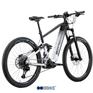  E-bike MTB Bottecchia BE38 AVOK full suspension nero e grigio, con ammortizzatore centrale e motore Brose – mountain bike elettrica ideale per percorsi impegnativi.