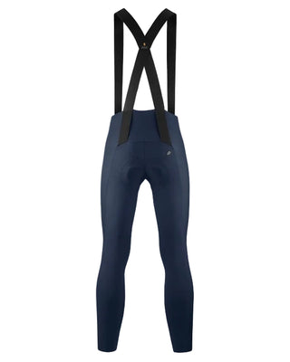 Vista posteriore calzamaglia ciclismo uomo Assos Mille GT Spring Fall bib tights S11 colore blu con bretelle.