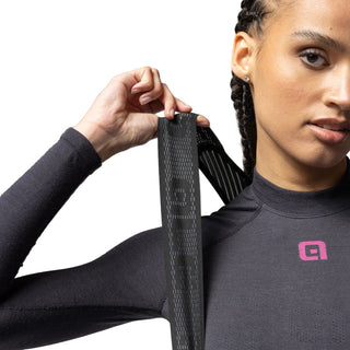 Primo piano bretelle calzamaglia donna Alè Winter Pragma nero – traspiranti, leggere e progettate per massimo comfort sulla schiena