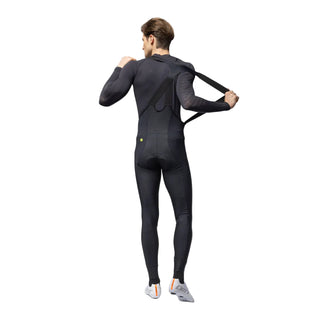 Vista posteriore completa calzamaglia ciclismo uomo Alé Voltage R-EV1 titanio – pannelli ergonomici e taglio vivo alla caviglia per uso con copriscarpe.