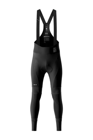 Calzamaglia Gobik Absolute 7.0 Uomo Nero vista frontale, bibtight lungo invernale da ciclismo con bretelle ergonomiche e fondello ad alte prestazioni per pedalate professionali.