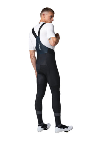Pantaloni ciclismo Gobik Absolute 7.0 Bib Tight neri, vista laterale, con fondello ad alte prestazioni e tessuto termico antivento.