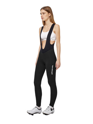 Vista laterale calzamaglia lunga invernale donna Pissei Primapelle nera, pantalone tecnico ciclismo con fondello ergonomico.