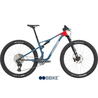 Bici full suspended Cannondale da cross-country con telaio in carbonio, ruote 29" e trasmissione monocorona SRAM.