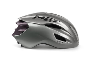 Casco MET Manta MIPS Opal Gray vista laterale, casco aero da strada leggero e ventilato con tecnologia MIPS per ciclisti professionisti.