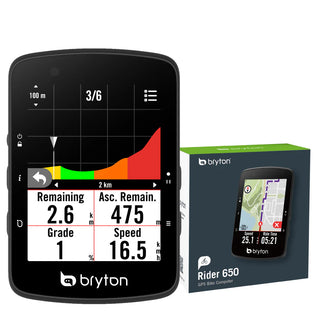 Ciclocomputer Bryton Rider 650E GPS con display a colori e regolazione automatica della luminosità per una visibilità ottimale durante la pedalata.