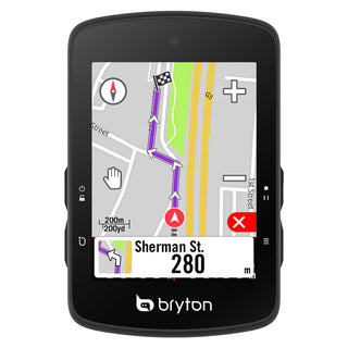 Ciclocomputer Bryton Rider S510E GPS con navigazione cartografica a colori e indicazioni turn-by-turn per percorsi ciclistici precisi.