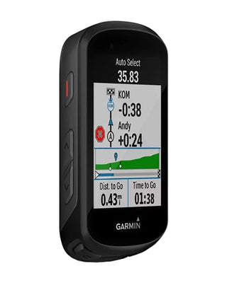 Garmin Edge 530, lato destro con schermo attivo, ciclocomputer GPS con tracciamento percorsi e metriche di allenamento avanzate.