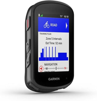 Garmin Edge 540, vista laterale destra con display attivo, ciclocomputer GPS per bici da corsa e MTB con funzioni di navigazione e training personalizzato.