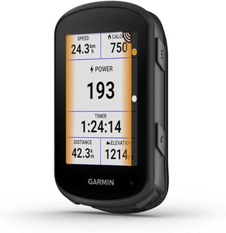 Garmin Edge 540, vista laterale sinistra del dispositivo, ciclocomputer GPS compatto e aerodinamico con comandi fisici ergonomici.