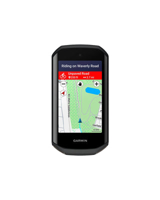 Navigatore Garmin Edge 1050 vista frontale con mappe dettagliate e percorsi personalizzati per ciclismo su strada e fuoristrada – GPS per ciclisti professionisti