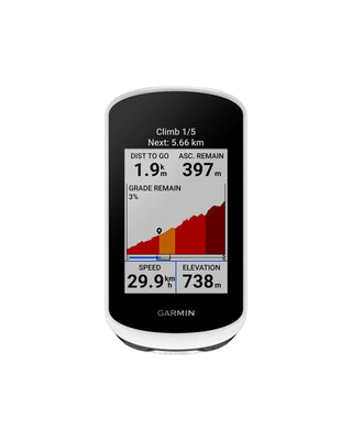 Display Garmin Edge Explore 2 con dati salita – ciclocomputer GPS con profilo altimetrico, velocità ed elevazione in tempo reale, colore nero e bianco