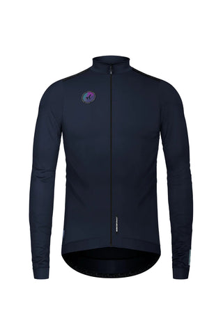 Vista frontale giacca Gobik Armour 2.0 Ultrablue blu navy, design termico unisex con zip centrale e tessuto tecnico Polartec Alpha.