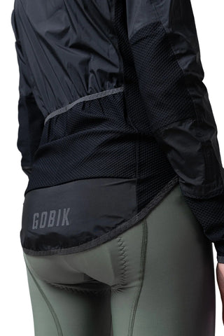 Vista posteriore Giacca Gobik Exo 2.0 Royal Nero, pannelli in rete traspirante e taglio anatomico per ciclismo professionale.