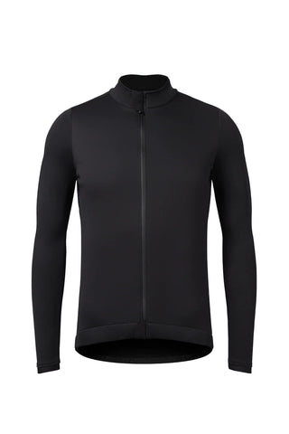Vista frontale Giacca Uomo Gobik Skimo Solid Ink Nero, giacca da ciclismo termica con tessuto Polartec e vestibilità aerodinamica.