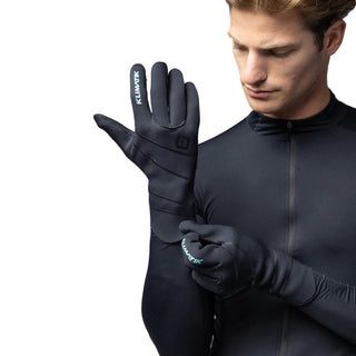 Guanto ciclismo invernale uomo Alè Neoprene Plus nero – vista frontale indossata, protezione dal freddo e dall'acqua