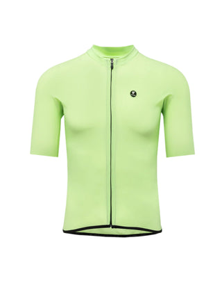 Maglia ciclismo uomo Pissei Primapelle verde lime fronte – jersey estiva ad alte prestazioni con zip lunga, tessuto tecnico traspirante e vestibilità aerodinamica.