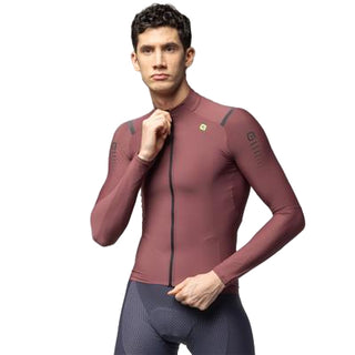 Maglia ciclismo da corsa uomo Alé Warm Race R EV1 colore burgundy – fit aerodinamico, manica lunga, zip frontale integrale – ideale per uscite invernali e mezze stagioni.
