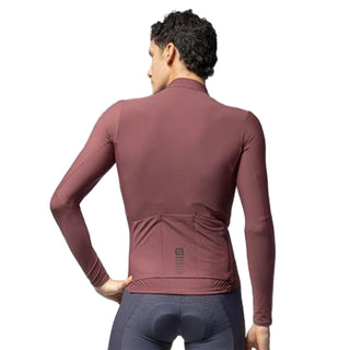 Vista posteriore maglia ciclismo uomo Alé Warm Race R EV1 colore burgundy – vestibilità racing, tessuto tecnico traspirante, tasche posteriori capienti – abbigliamento professionale ciclismo su strada inverno.