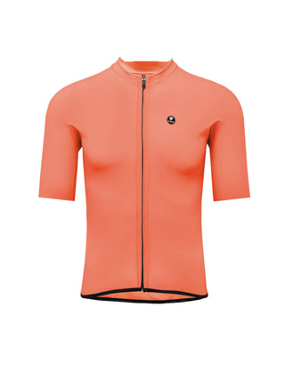 Maglia ciclismo uomo Pissei Primapelle corallo fronte – jersey estiva leggera con zip lunga, tessuto tecnico traspirante e taglio aerodinamico