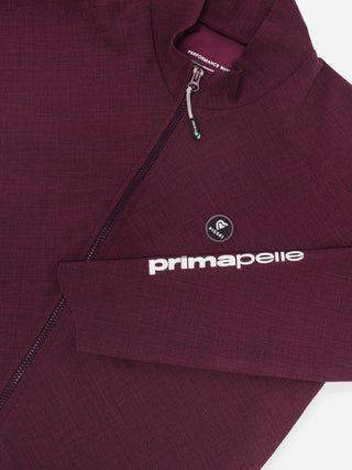 Maglia Pissei PrimaPelle bordeaux uomo con scritta Primapelle bianca sulla manica, realizzata in tessuto tecnico termico e traspirante ideale per l’inverno.