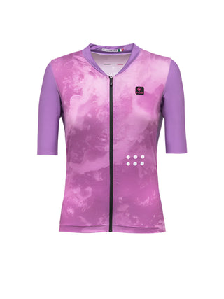 Maglia da ciclismo Pissei Tempo, foto in studio su sfondo neutro, con maniche aderenti, zip lunga e tessuto leggero e traspirante per pedalate estive.