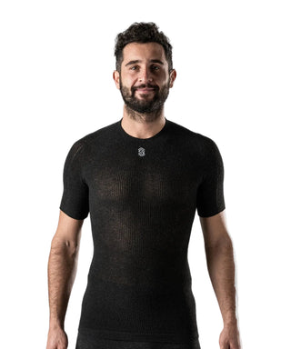 Maglia intima ciclismo uomo SILVERSKIN PRIMO manica corta girocollo vista frontale per utilizzo professionale su strada e gravel.