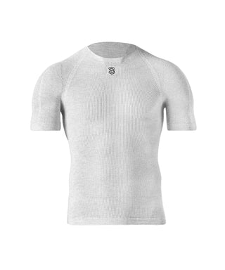 Maglia intima ciclismo a manica corta SILVERSKIN Primo girocollo, vista frontale, underwear tecnico traspirante per ciclismo su strada e MTB.
