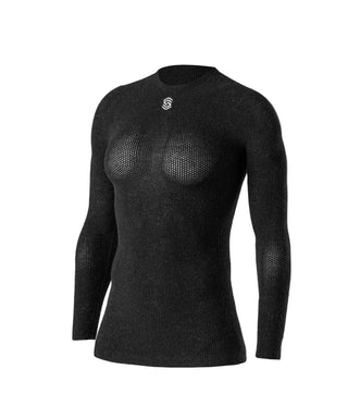 Maglia intima tecnica ciclismo SILVERSKIN Primo manica lunga girocollo vista frontale struttura traspirante e vestibilità anatomica.