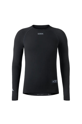 Maglia intima ciclismo uomo Gobik Winter Merino nera a maniche lunghe, strato base termico in lana merino per allenamenti invernali professionali.
