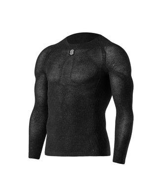 Maglia intima tecnica ciclismo Silverskin primo manica lunga vista laterale costruzione ergonomica.