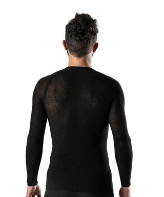 Maglia intima tecnica ciclismo SILVERSKIN Primo manica lunga vista posteriore pannelli traspiranti.