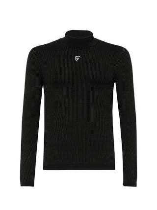 Maglia intima invernale Pissei Argentum nero vista frontale manica lunga per ciclismo professionale.