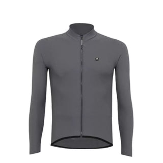 Maglia ciclismo uomo Pissei grigio fronte manica lunga – jersey termica in tessuto elasticizzato con zip integrale per uscite invernali e di mezza stagione.