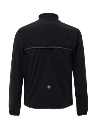 Mantellina Pissei Rain nero vista posteriore, con pannello traspirante e dettagli riflettenti per sicurezza e comfort nelle pedalate invernali.