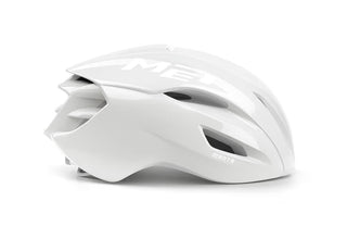 Casco ciclismo MET Manta MIPS Absolute White Limited Edition, vista laterale. Casco bici da corsa ad alte prestazioni con tecnologia MIPS e design aerodinamico.