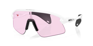 Occhiali da ciclismo Oakley Stunt Devil Matte White Prizm Low Light vista tre quarti | BBike