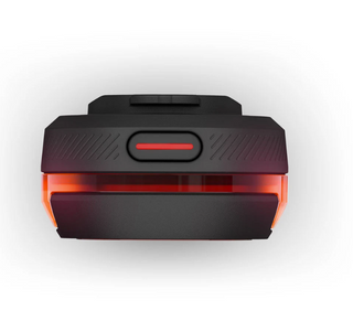 Garmin Varia RTL515 vista superiore con pulsante integrato e design compatto per bici da strada.