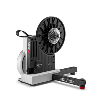 Rullo Elite Justo 2 vista laterale sinistra con volano e supporti aperti