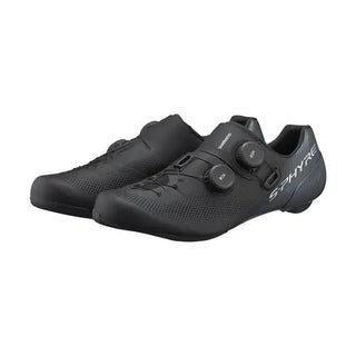 Scarpe da bici Shimano RC903 S-Phyre nero – visuale prospettica anteriore con doppia chiusura BOA e design ergonomico ad alte performance.