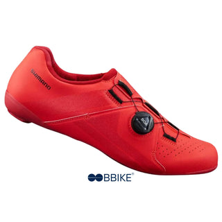 Scarpa da ciclismo Shimano RC300 rossa vista laterale destra con chiusura BOA per ciclismo su strada – Scarpe leggere e performanti da corsa su asfalto