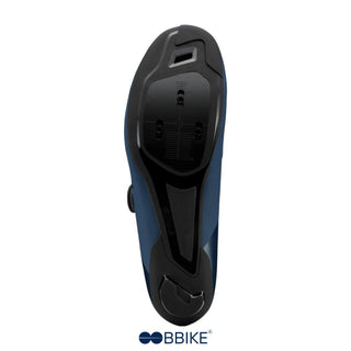 Suola della scarpa da corsa Shimano RC302 blu, compatibile con tacchette SPD-SL e costruzione in nylon rinforzato per massima rigidità.